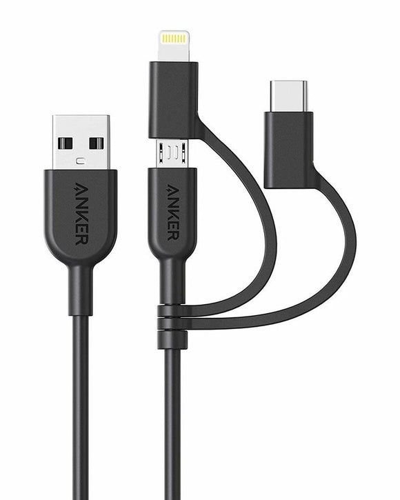 Anker A8436H11 Powerline 3in1 Cable, Black