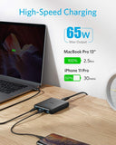 Anker 65W 4 Port PIQ 3.0 & GaN Fast Charger Adapter, PowerPort Atom III Slim Wall Charger with a 45W USB C Port, for MacBook, USB C Laptops, iPad Pro, iPhone, Galaxy, Pixel and More