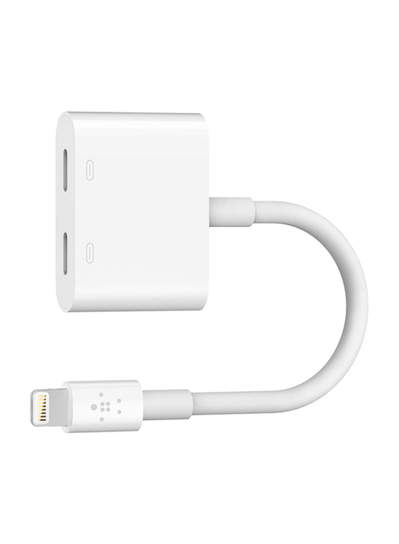 Belkin RockStar Lightning Audio + Charge Adapter, Lightning Male to 2 x Lightning Female for Apple Devices