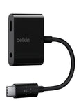 Belkin Rockstar USB Type-C Charge/3.5mm Audio Adapter, USB Type-C Male to 3.5mm Audio and USB Type-C Charge Connector