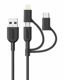 Anker A8436H11 Powerline 3in1 Cable, Black